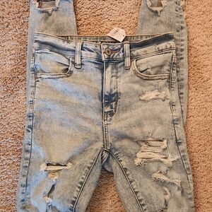 American Eagle Distressed Light Blue Next Level Stretch Women's Jeans Sz. 2